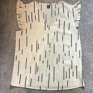 Women’s Cream and Black Ruffled Blouse